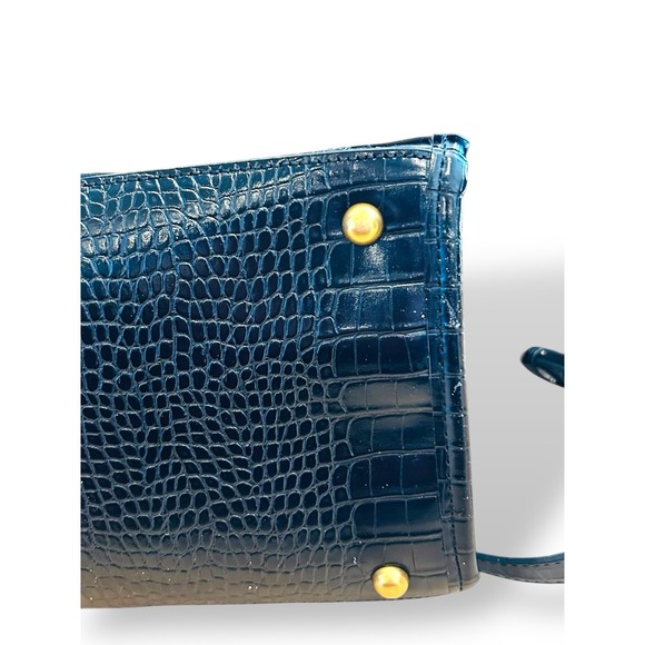 Betsey Johnson Xomattie Skull Patent Leather Work Tote Bag Black Gold Charms - Picture 6 of 16